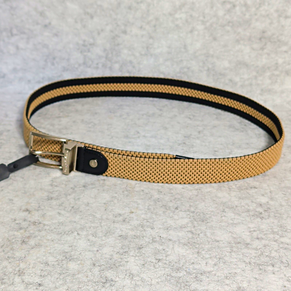 Tommy Bahama Mens Woven Braided Belt Beige/Black with Buckle Size 40